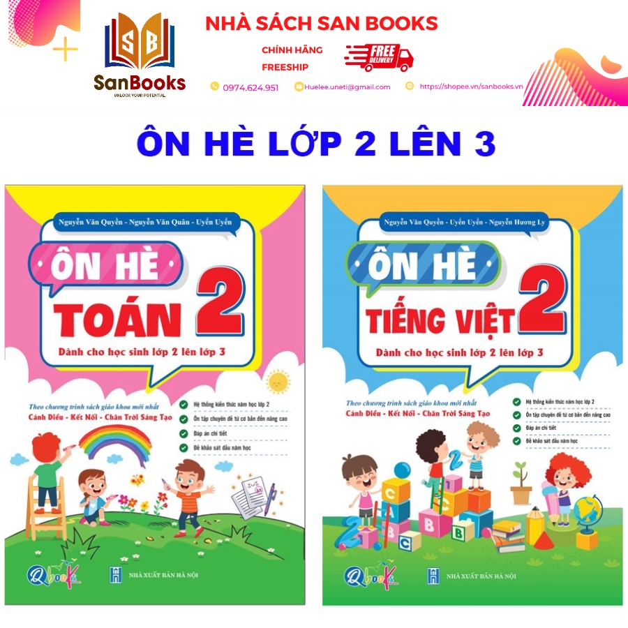 Sách - Combo Ôn Hè Toán và Tiếng Việt 2 - Chương Trình Mới - Dành cho học sinh lớp 2 lên 3 (2 cuốn)