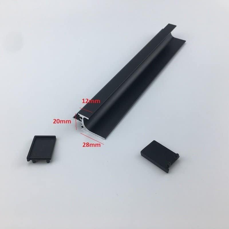 Tay nắm âm tủ áo dạng thanh dài cắt theo kích thước có đầu bịt hợp kim nhôm sơn tĩnh điện oxy hóa cao cấp CH8016