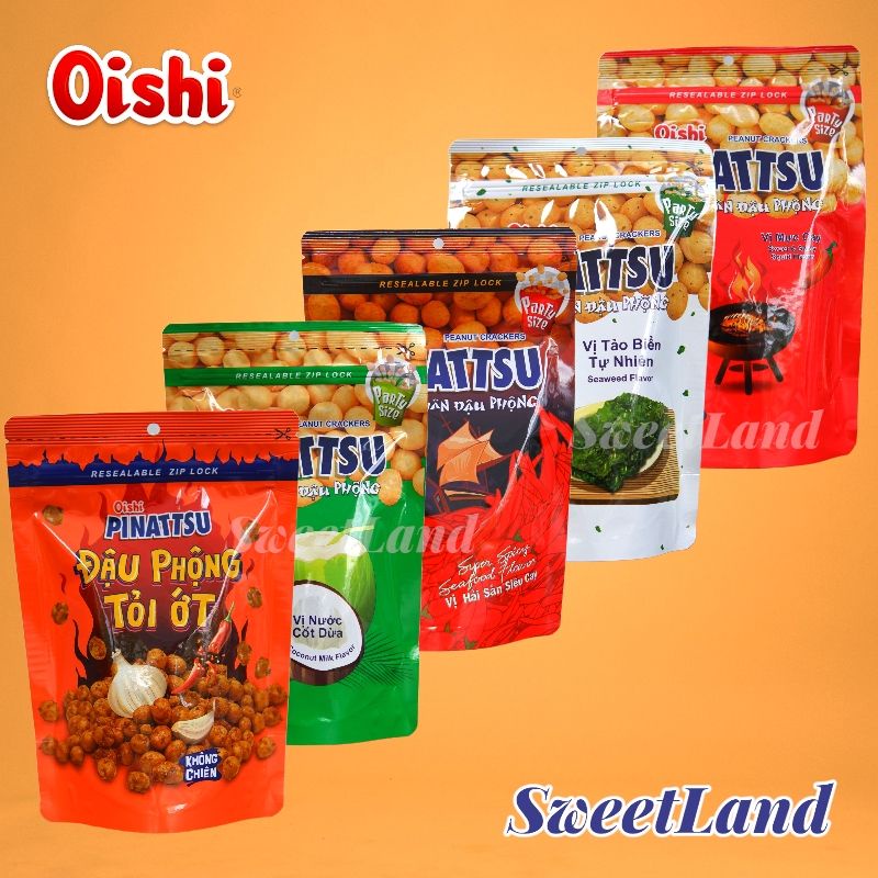 Đậu phộng Oishi Pinattsu không chiên túi zip 80g