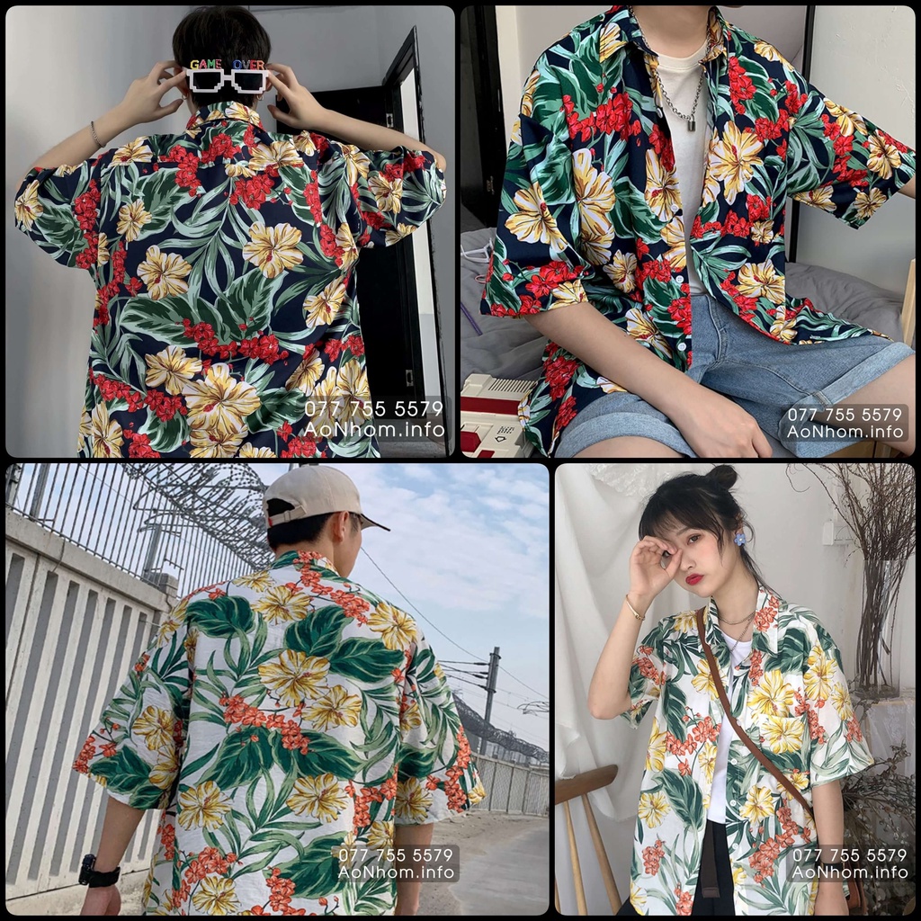 Áo Sơ Mi Đi Biển Vải Mềm Thoáng Mát, Áo Đi Biển, Đồ Đi Biển Nam Nữ, Set Đồ Đi Biển, Áo Nhóm Đi Biển