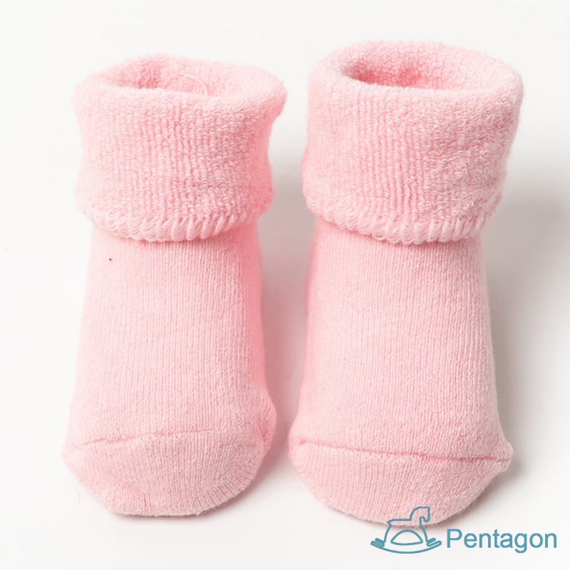 Đôi Vớ Cotton Dài Màu Trơn Chống Trượt Dễ Thương Cho Bé