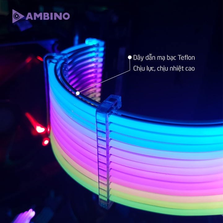 Dây nguồn nối dài RGB Ambino Rainpow 24Pin/ 8Pin CPU/ (2+6) Pin VGA/ 6Pin VGA/ 2x8Pin VGA - Đồng bộ Hub Coolmoon