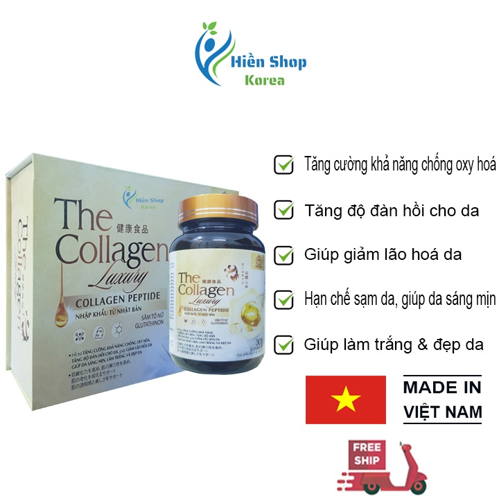 Viên uống collagen luxury trắng da, chống oxy hoá, tăng độ đàn hồi, giảm lão hoá giúp da sáng mịn, làm trắng và đẹp da