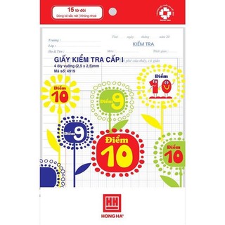 Giấy kiểm tra cấp 1 hồng hà 15 tờ đôi