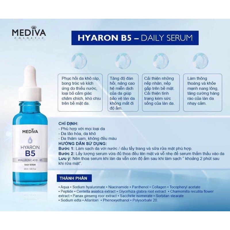 Serum B5 Mediva siêu cấp ẩm phục hồi da chính hãng