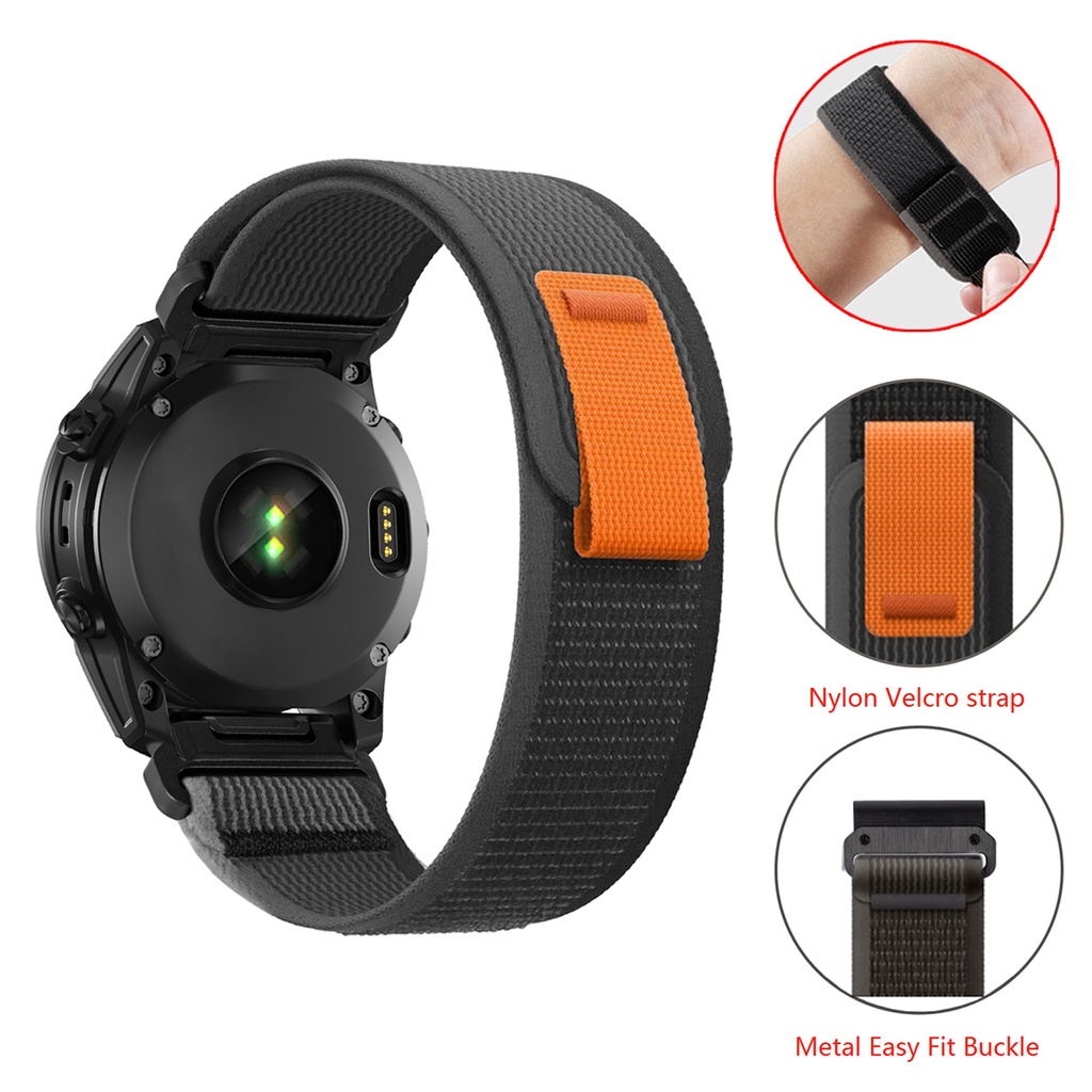 26mm 22mm Nylon Thể Thao Đường Dài Vòng Velcro Dây Đeo Nhanh Phù Hợp Với Dây Thay Thế Cho Garmin Descent Mk3i 51mm Mk2i Mk1 G1 Forerunner 965 955 945 935