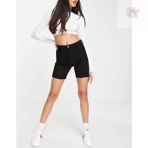 Quần Short Jeans Bò Nữ AMERICAN EAGLE Gập Gấu Hàng Xuất Dư Xịn Cao Cấp Chất Mịn Đẹp Đen Trơn