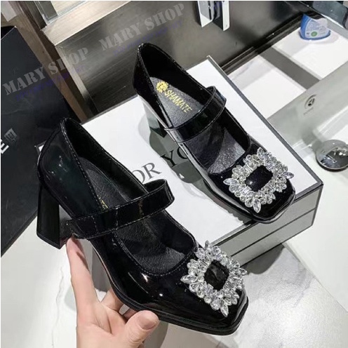 GIÀY BÚP BÊ QUAI CHUN ĐÍNH ĐÁ BÓNG 7cm SIÊU CUTE CỰC CHẤT - GIÀY CAO GÓT SANG CHẢNH THỜI TRANG HOTTREND