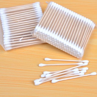 Tăm bông cán gỗ, bịch 100 que