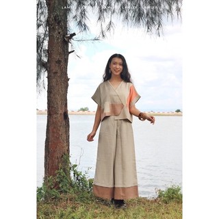 LAMLIY - Quần suông rộng phối lai linen