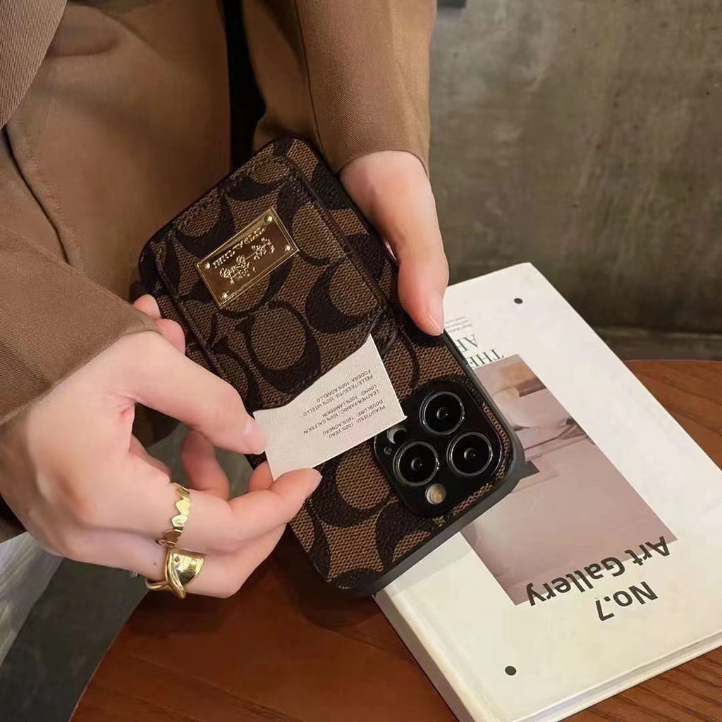 Ốp Điện Thoại Da Cao Cấp Có Ngăn Đựng Thẻ Phong Cách Âu Mỹ Cho iphone 14 13 12 pro max xr 7p