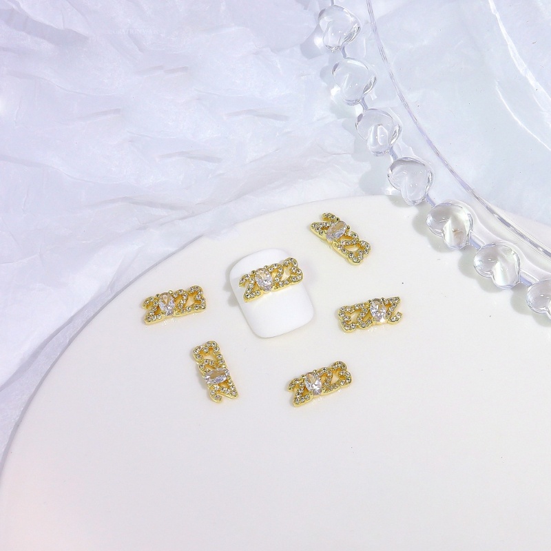 Phụ Kiện Đính Trang Trí Móng Nghệ Thuật Bằng Hợp Kim Màu Vàng / Bạc