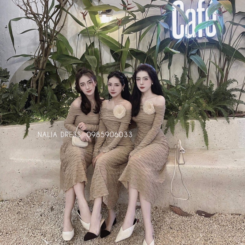 đầm trễ vai len Thanh lý
