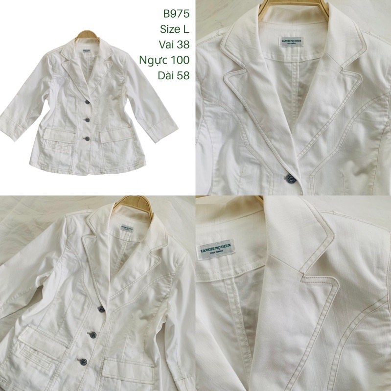 Áo khoác vest/blazer B975 form suông tay lửng chất kaki 2hand Hàn si ảnh thật