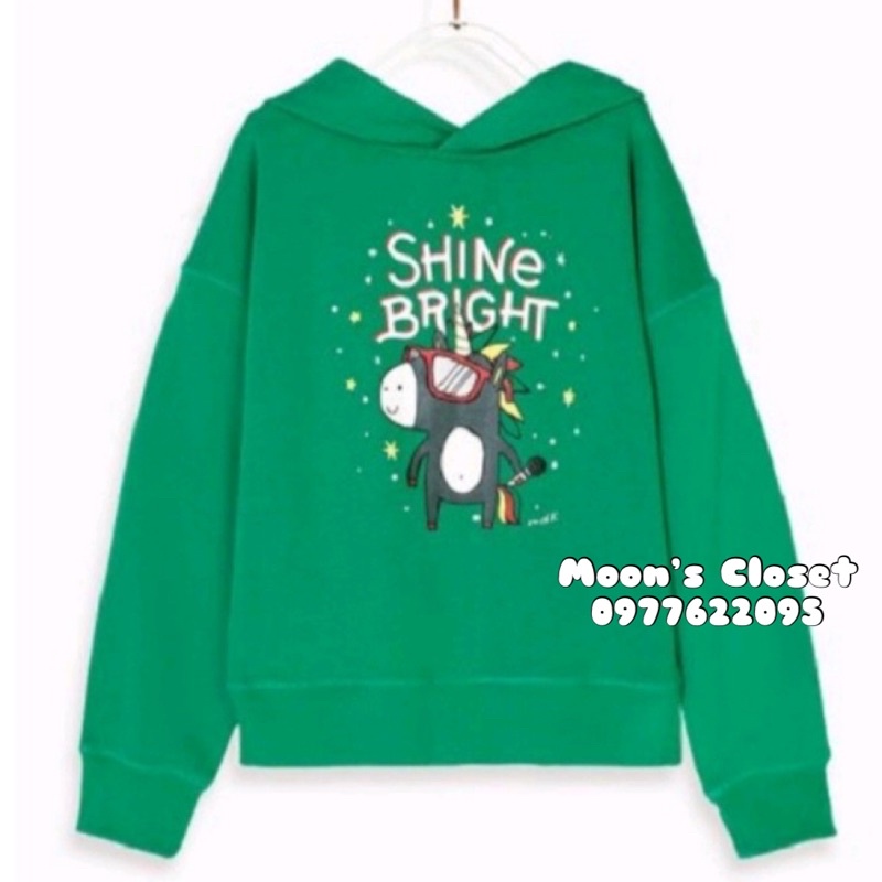 MDK- Áo hoddie nỉ xanh lá size 4/5y-10/11y