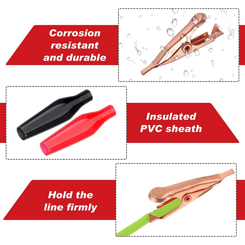 Set 20 Kẹp Cá Sấu Thử Điện 5Amp Mini Bằng Đồng Cách Nhiệt Bảo Vệ Răng