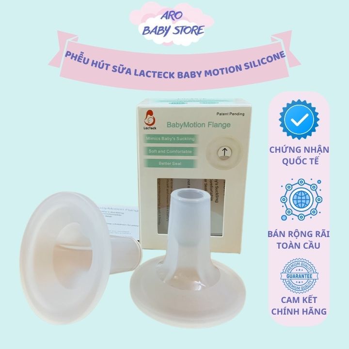 Phễu hút sữa silicone Lacteck Baby Motion, chất liệu mềm mại giảm đau rát, cam kết hàng chính hãng USA