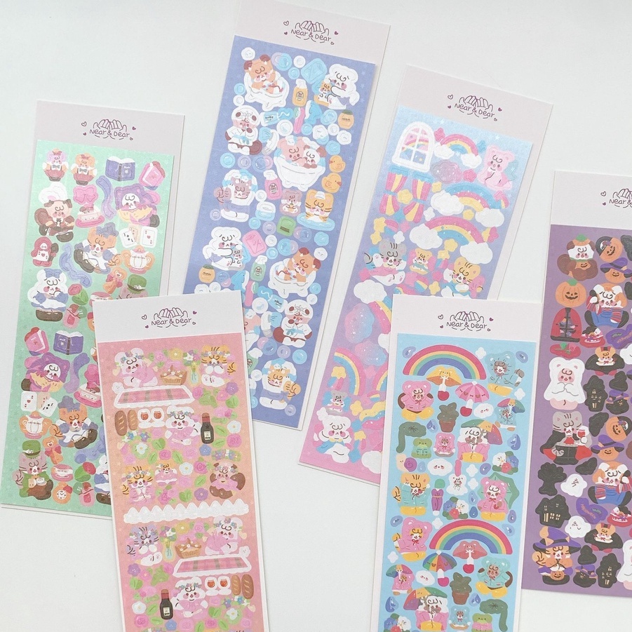 Zanmo tấm hình dán sticker gấu kim tuyến lấp lánh decor toploader