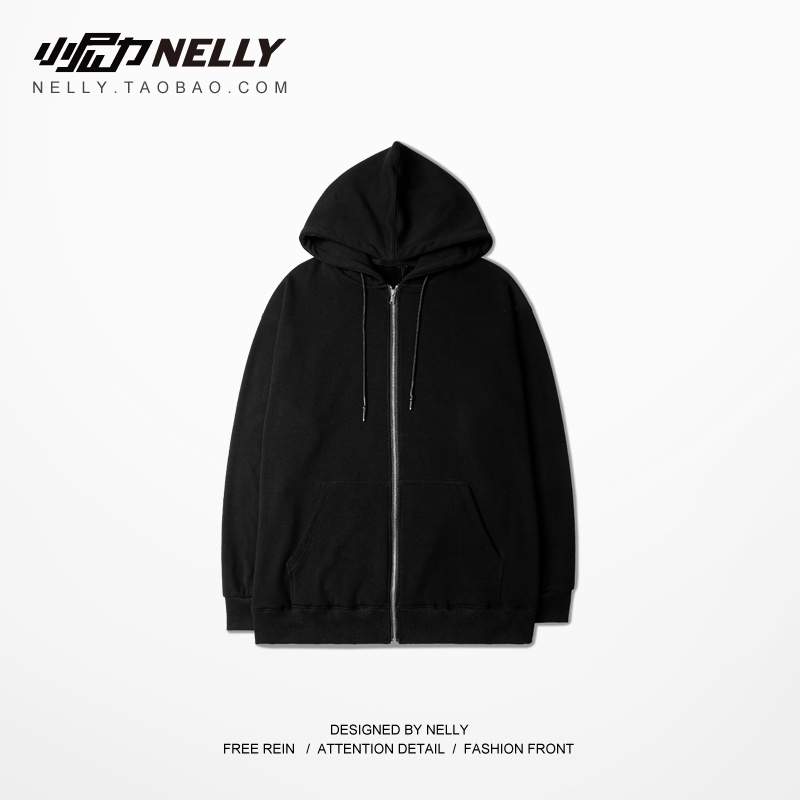 Áo hoodie zip NELLY unisex trơn chất liệu nỉ lót bông freesize