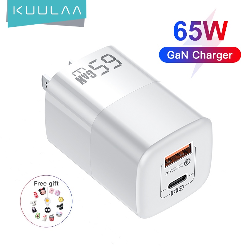 KUULAA High Power 65W Charger Fast Charger GaN Protection Safe kích thước nhỏ hơn AFC USB QC3.0 PD4.0 thích hợp cho Macbook iPad iPhone Android