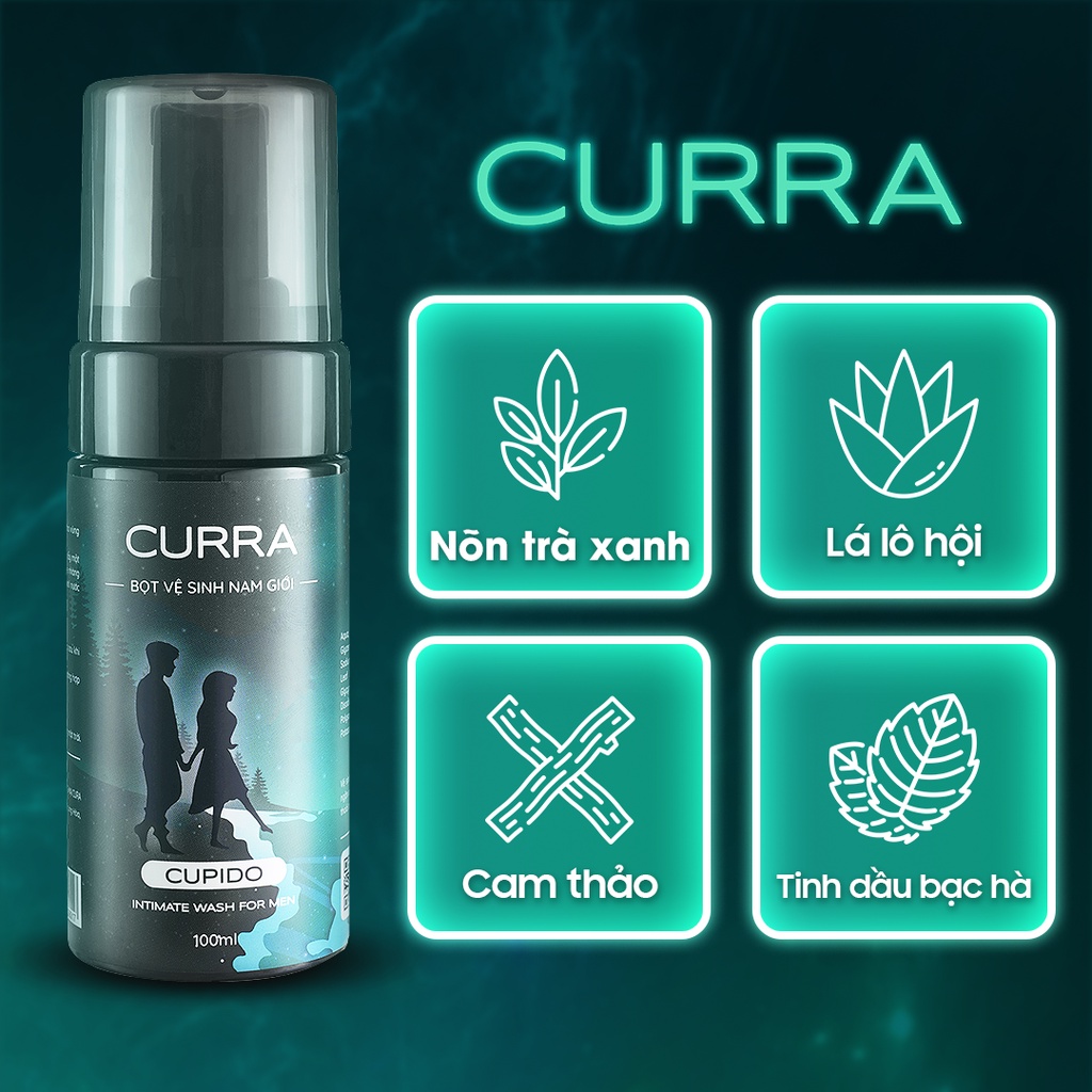 Combo dung dịch vệ sinh nam CURRA hương nước hoa, bọt vệ sinh nam 100ml