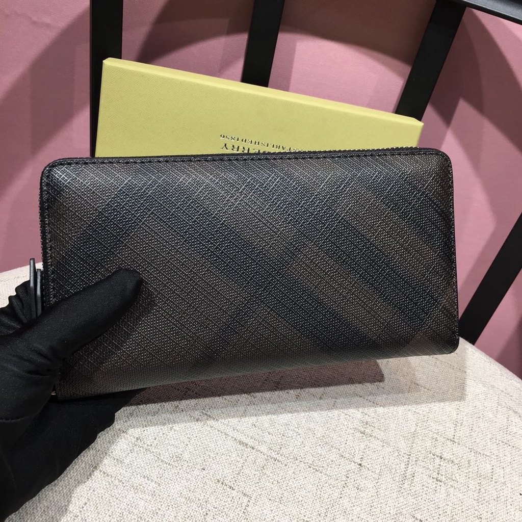 Ví Da Gập Burberry Đựng Thẻ / Tiền Xu Có Khóa Cài Cho Nam Và Nữ