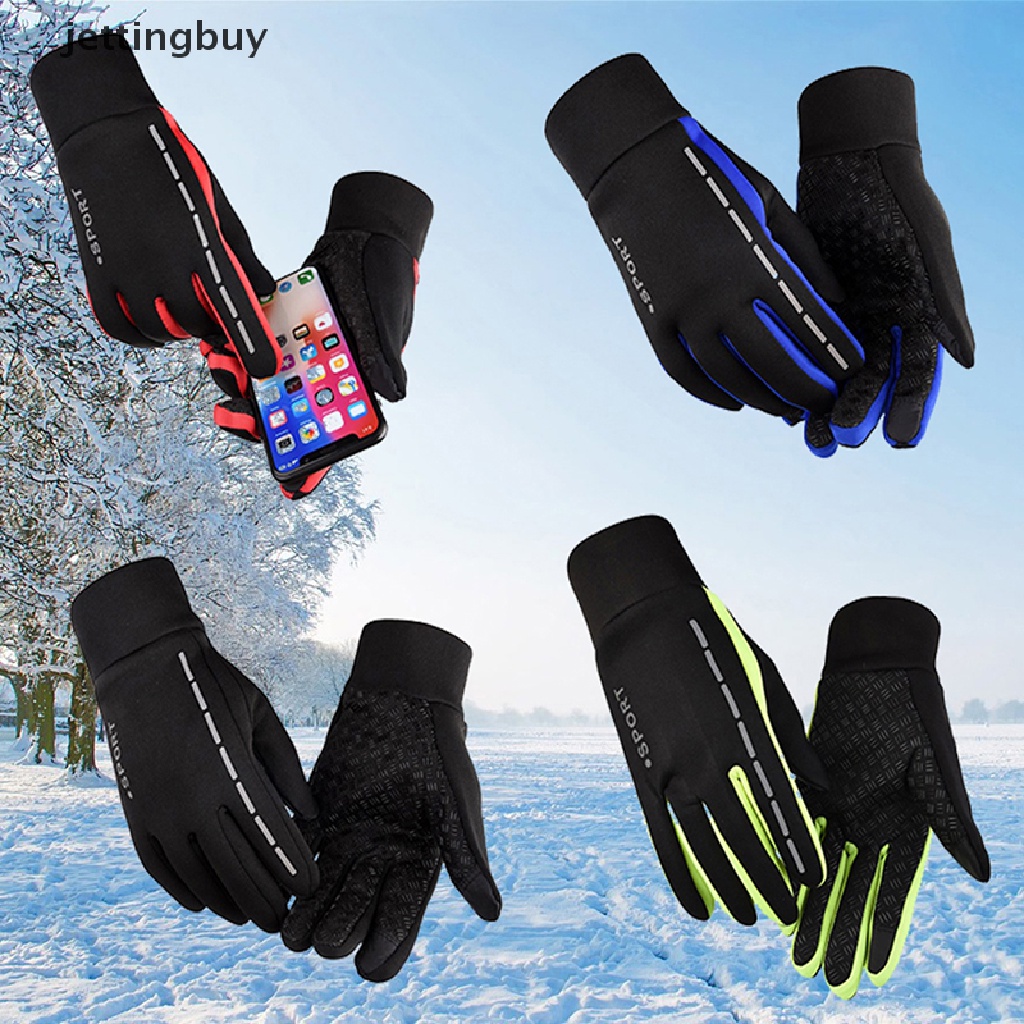 Găng tay JETTING giữ ấm kẻ sọc phản quang chống trượt chống thấm nước dùng được với màn hình cảm ứng