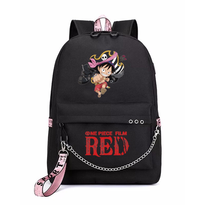 Balo thông minh đen in hình One Piece Film Red ver ÁO ĐEN anime chibi dễ thương cặp sách đi học