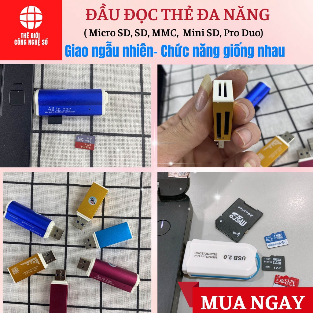 Đầu đọc thẻ nhớ đa năng WN151 Micro SD, SD, MMC, Mini SD, Pro Duo, Bh 3 tháng lỗi 1ổi 1 trong 7 ngày