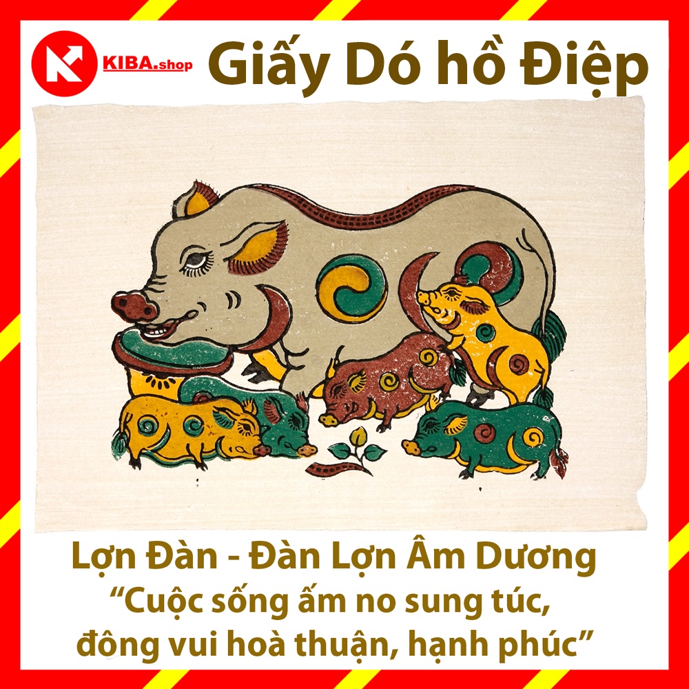 Tranh Đông Hồ, Bức Đàn lợn, lợn đàn  trang trí nhà cửa hàng, quán cà phê cafe, phòng khách, trang trí