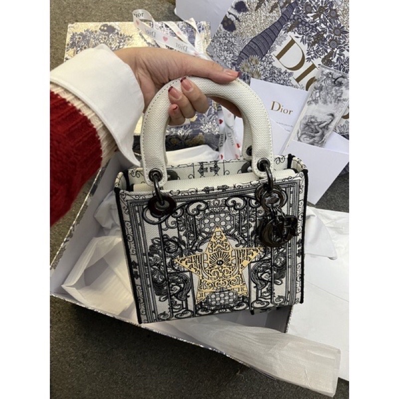 ✅Túi CD LADY SIEU CAP 24cm - Hoạ tiết bản giới hạn - Hàng thêu nổi 2 mặt [Fullbox]