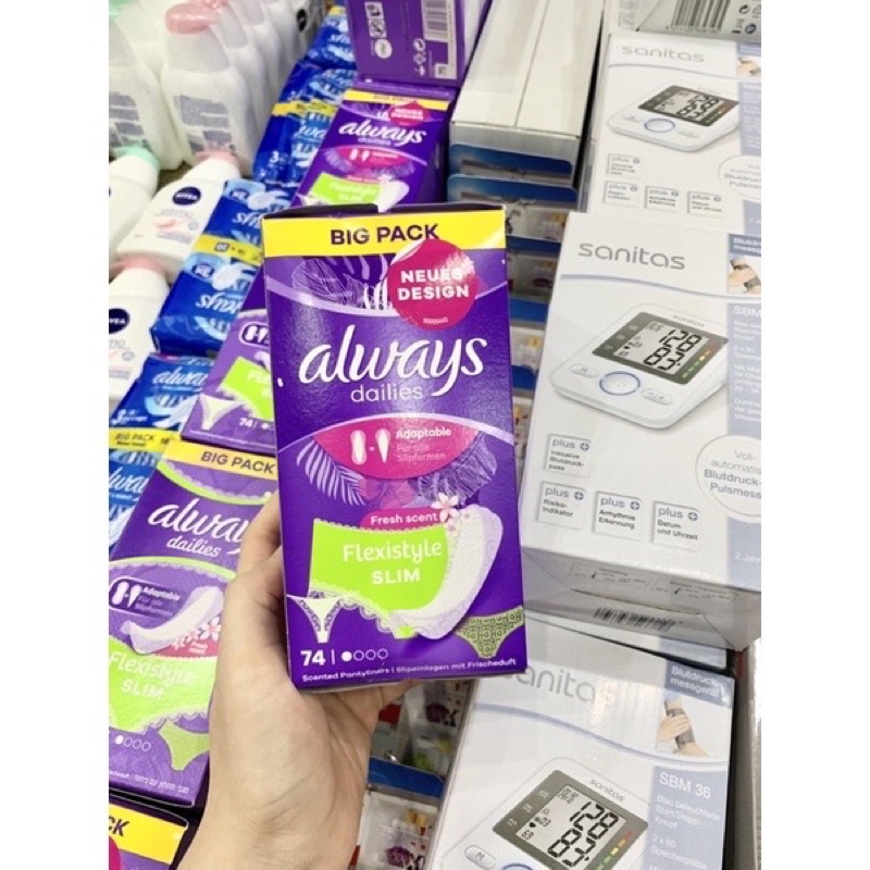 (Biil) Băng Vệ Sinh Hàng Ngày ALWAYS DAILIES-Nội Địa Đức-74 miếng dùng được cho quần lọt khe