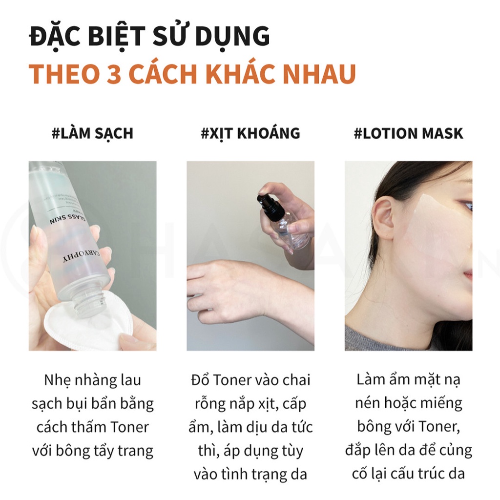 [MUA 1 TẶNG 1 MASK] Nước Cân Bằng Dưỡng Sáng Da Caryophy GLASS SKIN Toner 120ml