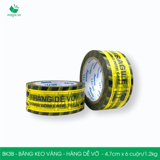 Bk3b - combo 6 cuộn băng keo hàng dễ vỡ 4.7cm x 6 cuộn/1.2kg - băng dính niêm phong đóng hàng