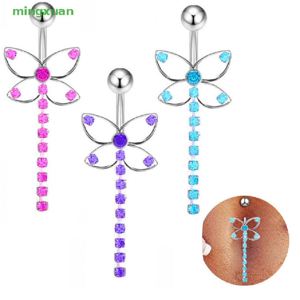 Khuyên Rốn Hình Trái Tim Bằng Thép Không Gỉ Đính Đá Zircon Quyến Rũ