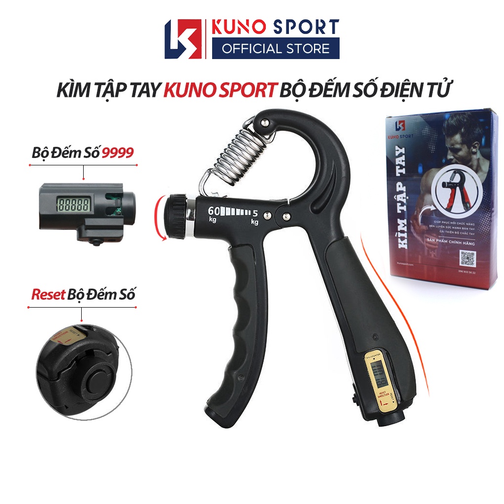 Kìm Bóp Tay KUNOSPORT, Kìm Tập Cơ Tay, Chữ R, Dụng Cụ Tập Gym, Tập Lực Tay Tại Nhà Chỉnh lực 5 - 60kg