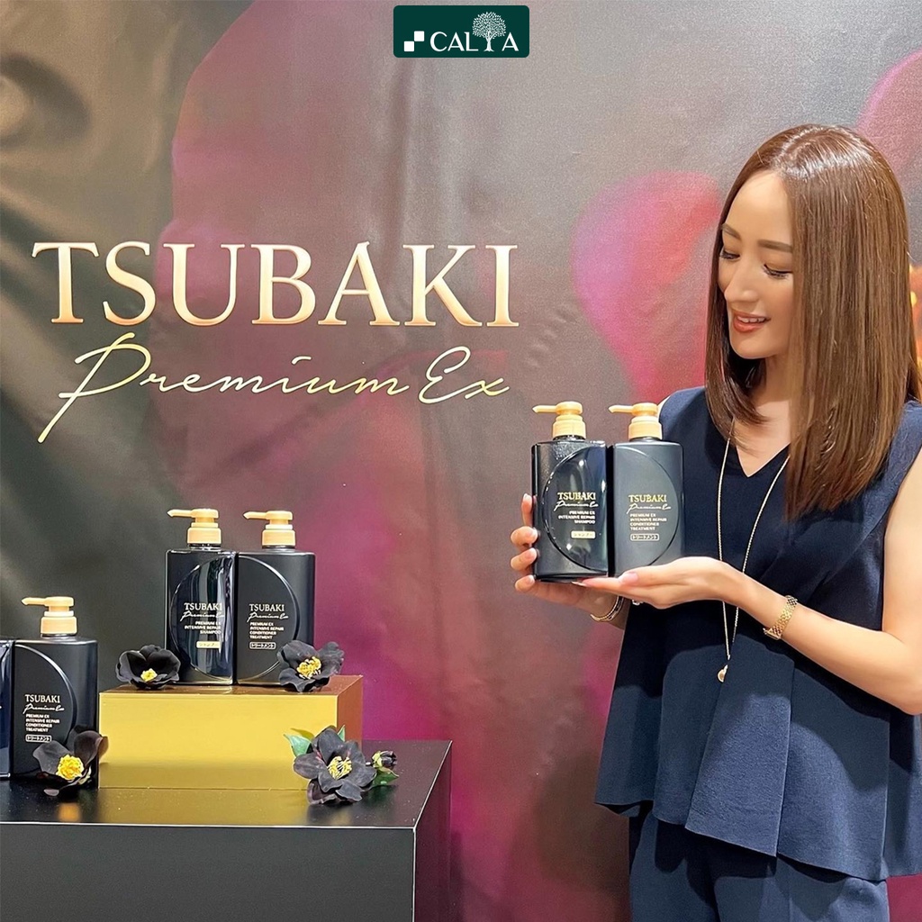 Dầu Gội Tsubaki Màu Đen, Phục Hồi Tóc Hư Tổn Nặng - Tsubaki Premium EX Intensive Repair Treatment Shampoo 490ml