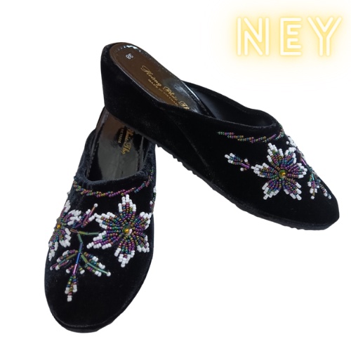 Dép hài nhung handmade đính hạt thủ công êm chân chống trượt da nhung cao cấp loại 1