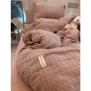 Bộ chăn ga 4 món cotton đũi