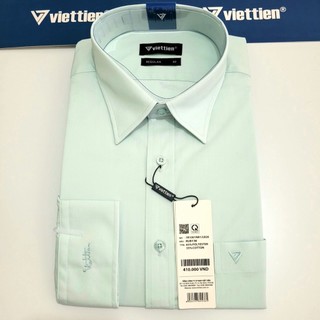 Aó sơ mi nam dài tay Việt Tiến màu xanh ngọc , chính hãng , cao cấp – form suông  REGULAR- tà bầu . SHOP HỨA