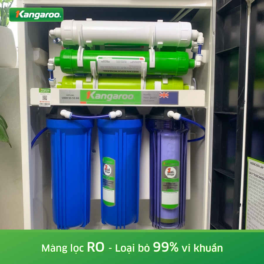 [MIỄN PHÍ LẮP ĐẶT] Máy lọc nước RO  10 lõi 3 chức năng nước Kangaroo KGRP01T