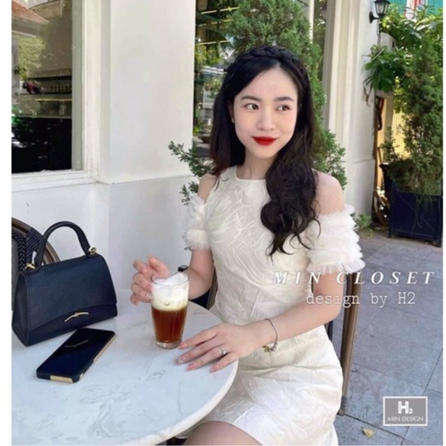Váy nữ thiết kế hở vai phối tay lưới hàng Quảng châu cao cấp (Kèm ảnh thật)