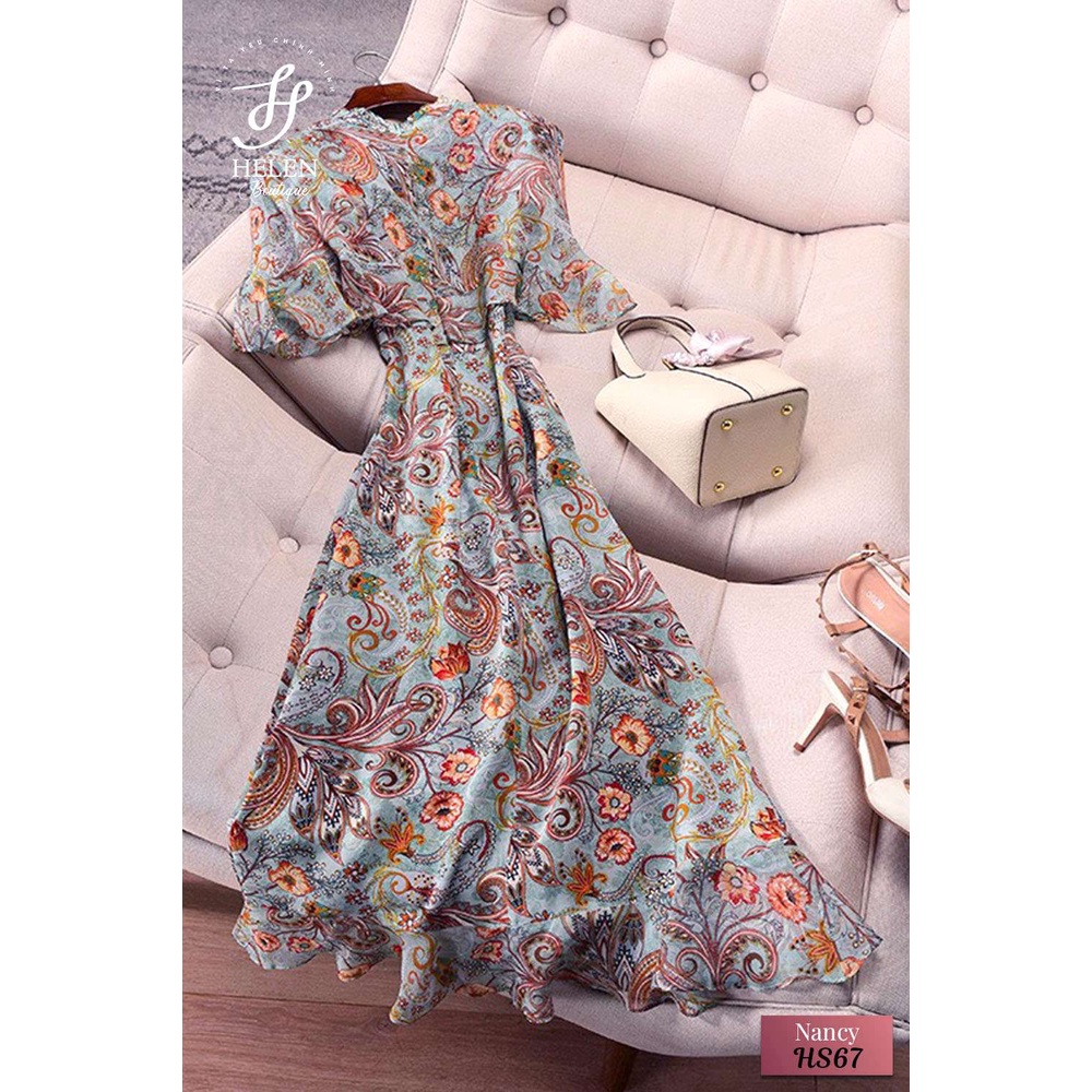 Đầm voan tơ dáng tiểu thư hoạ tiết Paisley sang trọng, quý phái - Nancy Dress - Helen Boutique