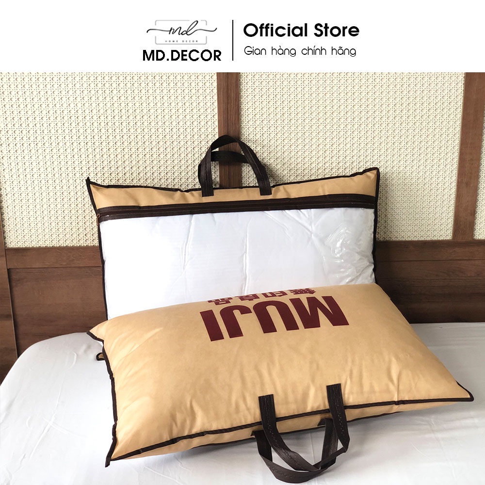 02 Ruột gối nằm Xuất Khẩu Nhật cao cấp MD.Decor - Chăn ga gối kích thước 50cmx70cm vải cotton lụa - ruột gòn polyester