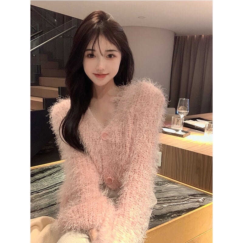 CARDIGAN DÁNG CROPTOP LÔNG HỒNG SIÊU XINH - FEEDBACK THẬT HÌNH CUỐI