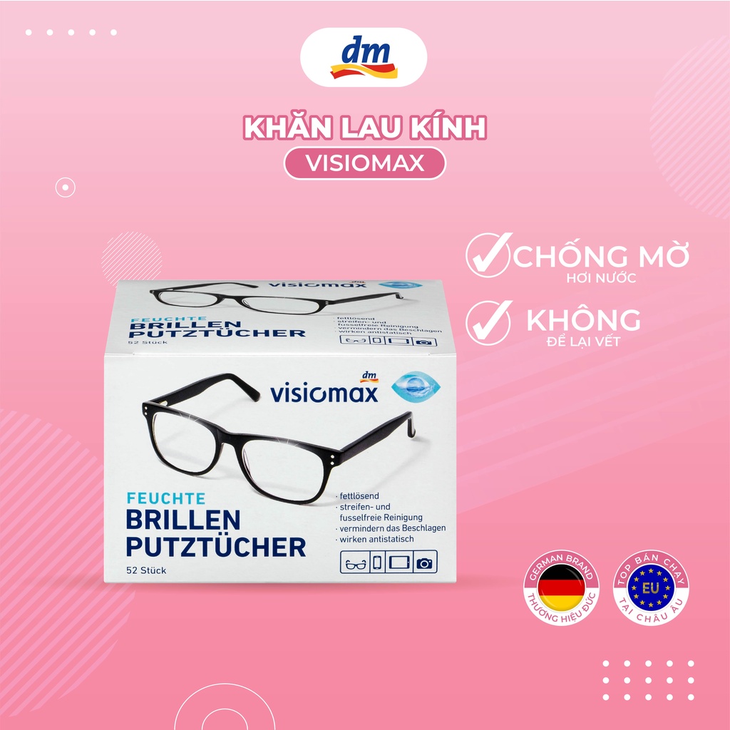 Khăn giấy lau kính nano chống bám hơi nước, Chống mờ, hộp 52 tờ - hàng nhập khẩu từ Đức