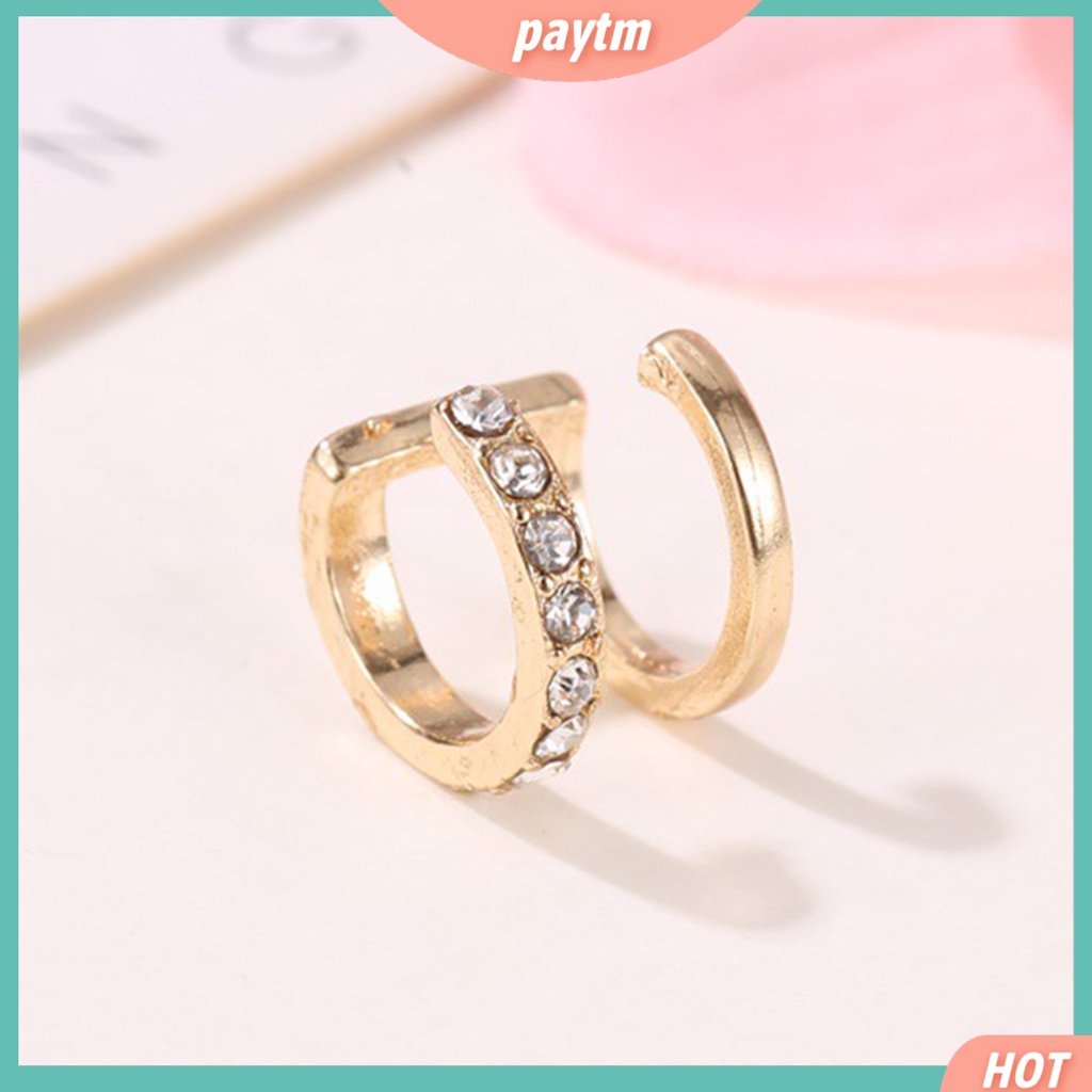 [PTM] Khuyên Vành Tai 2 Lớp Đính Đá Cá Tính Cho Nữ