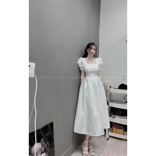 ĐẦM TRẮNG MIDI LẬT NGỰC CHẠY VIỀN HẠT