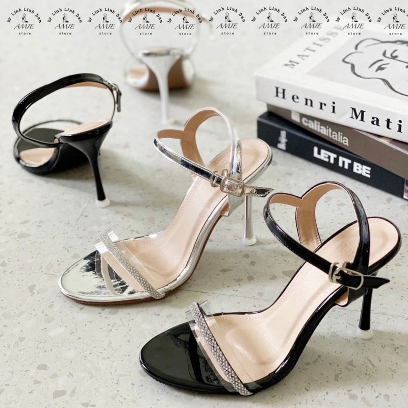 Giày Cao Gót Sandal Quai Đá Trong