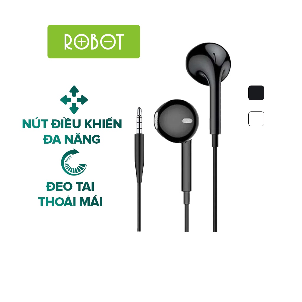 Tai Nghe Dây ROBOT RE10 Nghe Nhạc Đàm Thoại, Cổng Kết Nối 3.5mm